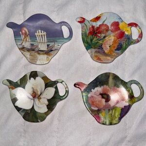 Vintage Melamine Tea Bag Holder Set of 4 Made in Italy EUC